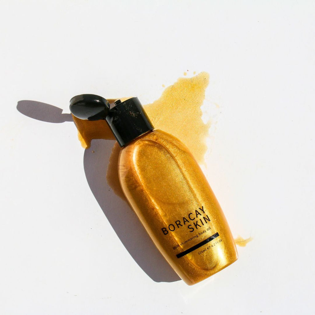Texture of Boracay Skin Gold Shimmering Body Oil with golden shimmer
