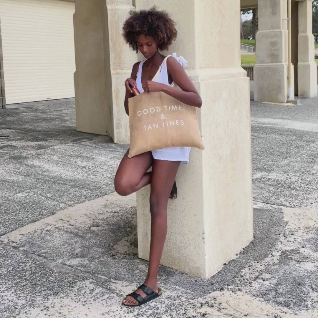 Jute Beach Tote Bag