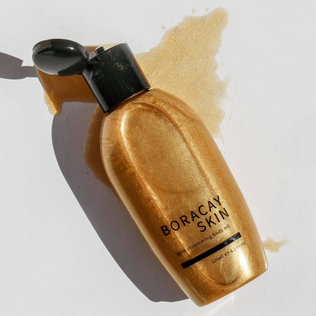 gold shimmering body oil