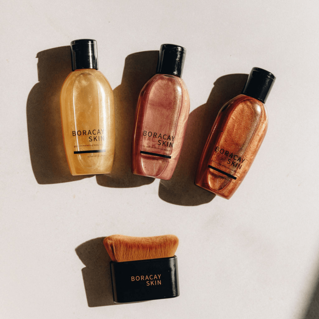 shimmering body oils kabuki body brush